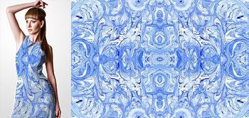 14019 Materiał ze wzorem niebieski motyw inspirowany marmurem